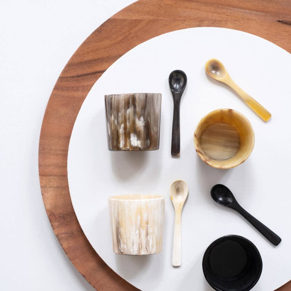 Horn Salt Cellar with Spoon